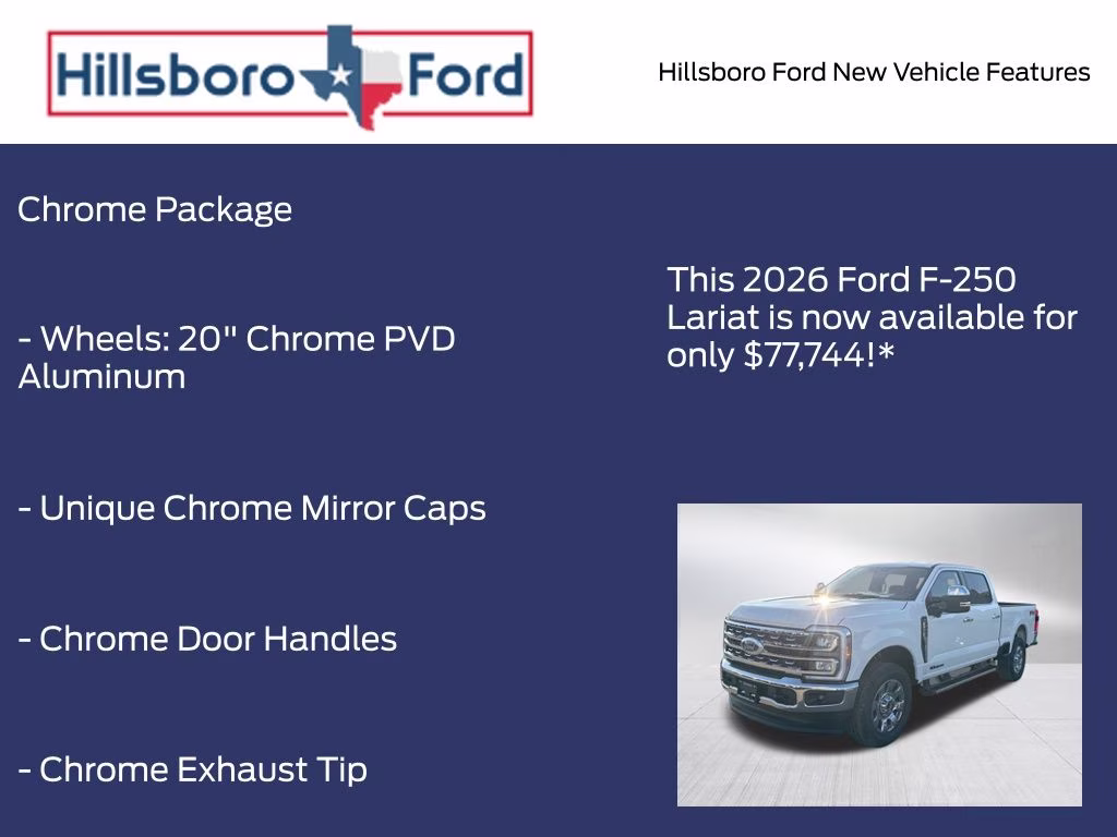 2026 Star White Metallic Tri-Coat Ford Super Duty F-250 SRW Lariat 4X4 Truck