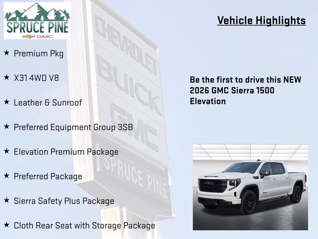 2026 Summit White GMC Sierra 1500 Elevation 4X4 Truck