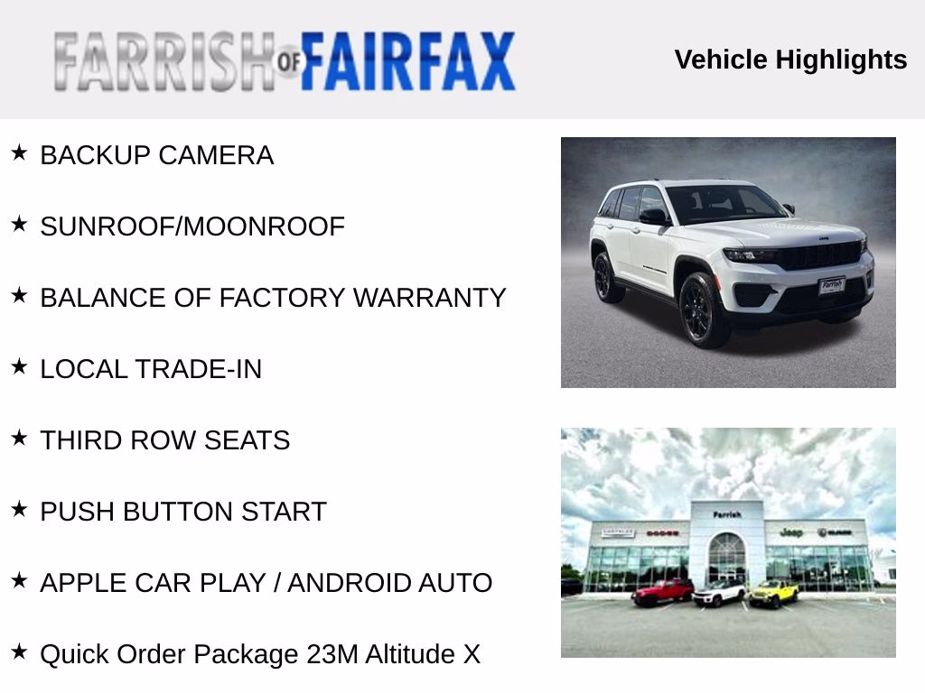 2025 Bright White Clearcoat Jeep Grand Cherokee Altitude X 4X4 SUV