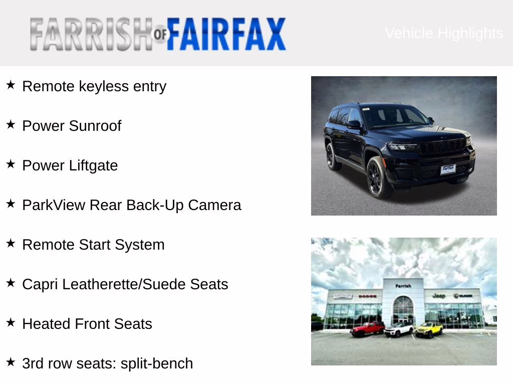 2025 Diamond Black Crystal Pearlcoat Jeep Grand Cherokee L Altitude X 4X4 SUV