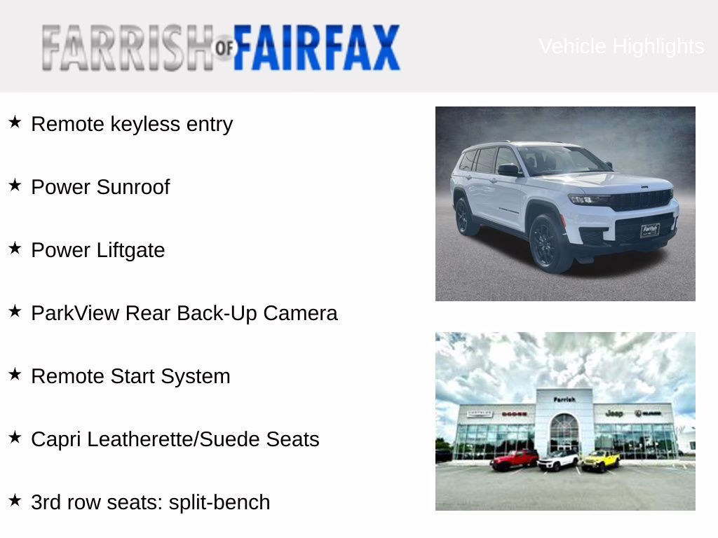 2025 Bright White Clearcoat Jeep Grand Cherokee L Altitude X 4X4 SUV