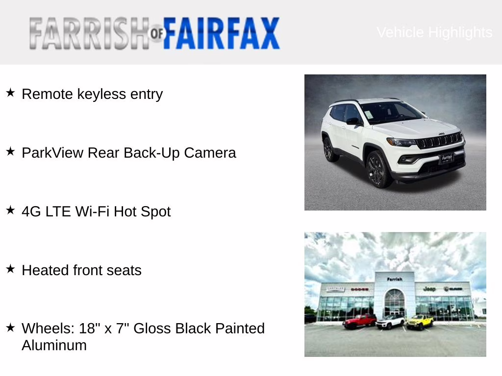 2026 Bright White Clearcoat Jeep Compass Latitude 4X4 SUV