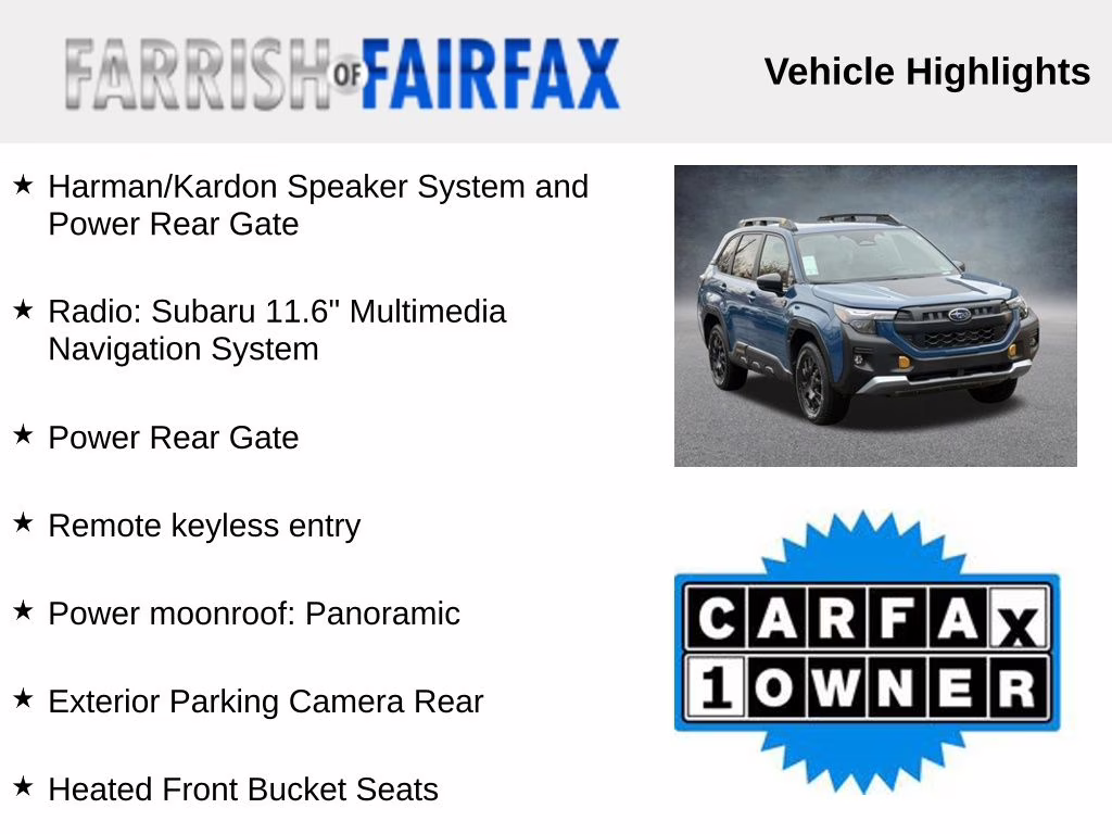2026 Geyser Blue Subaru Forester Wilderness AWD SUV