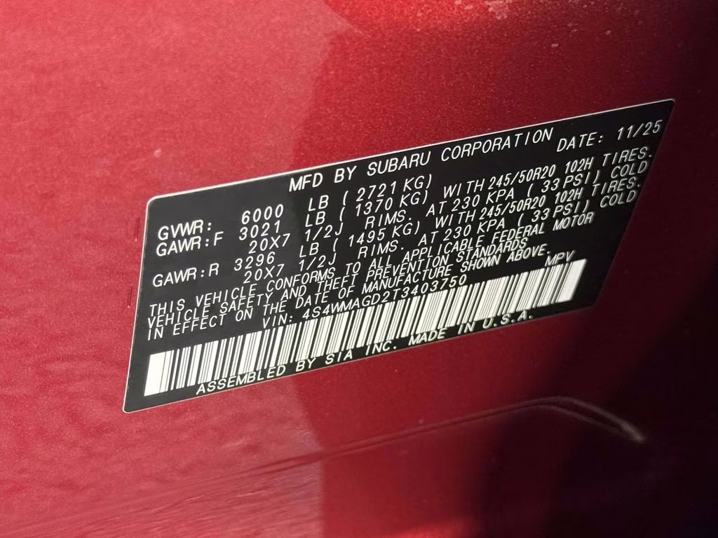 2026 Crimson Red Pearl Subaru Ascent Limited AWD SUV