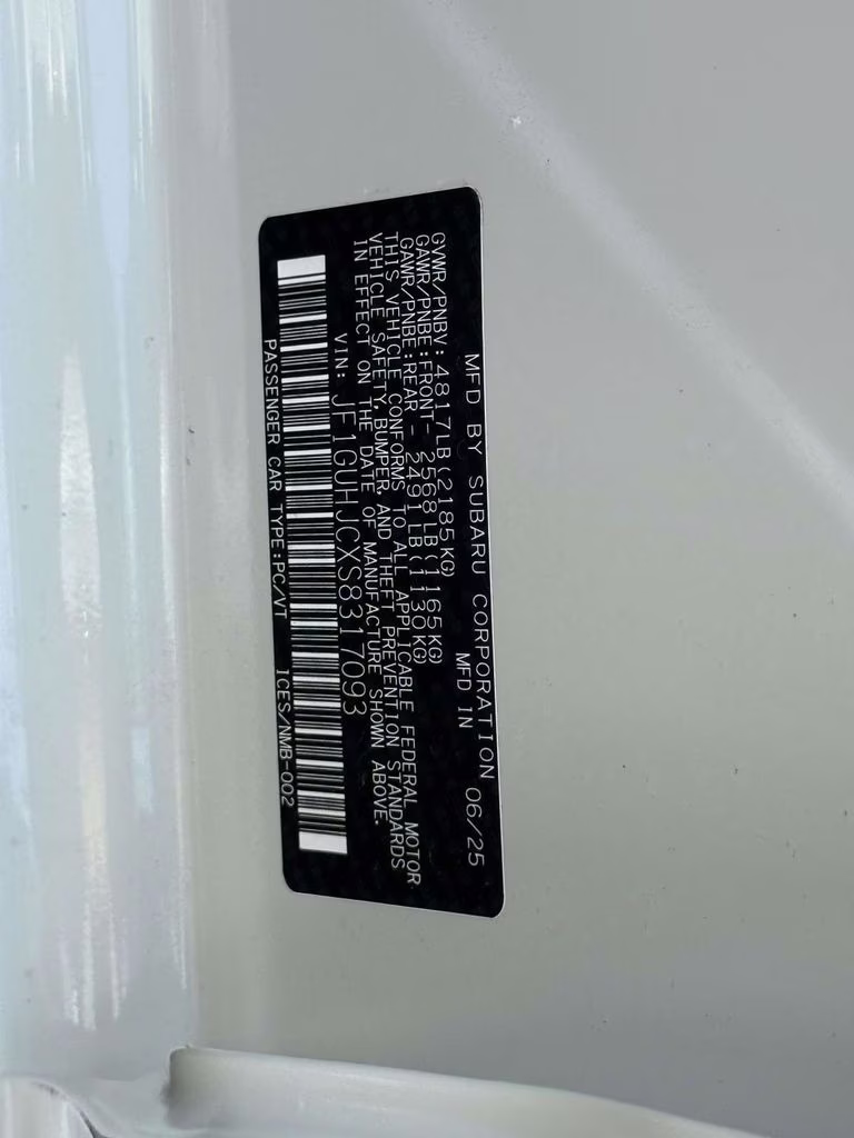 2025 Crystal White Pearl Subaru Impreza 2.5RS AWD Hatchback