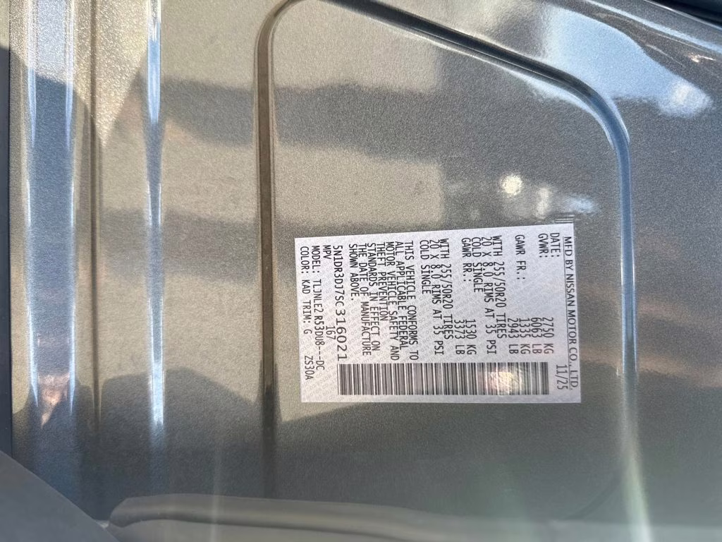 2025 Gun Metallic Nissan Pathfinder Platinum 4X4 SUV