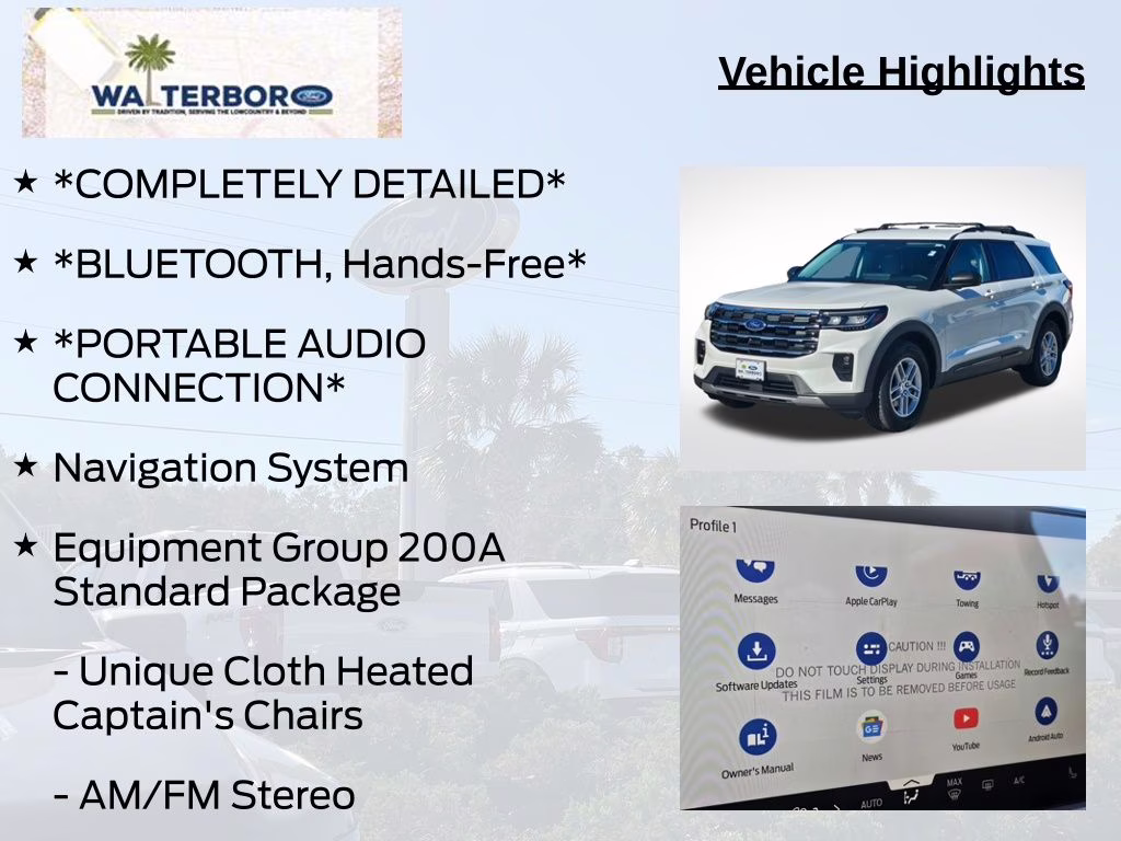 2026 Star White Metallic Tri-Coat Ford Explorer Active RWD SUV