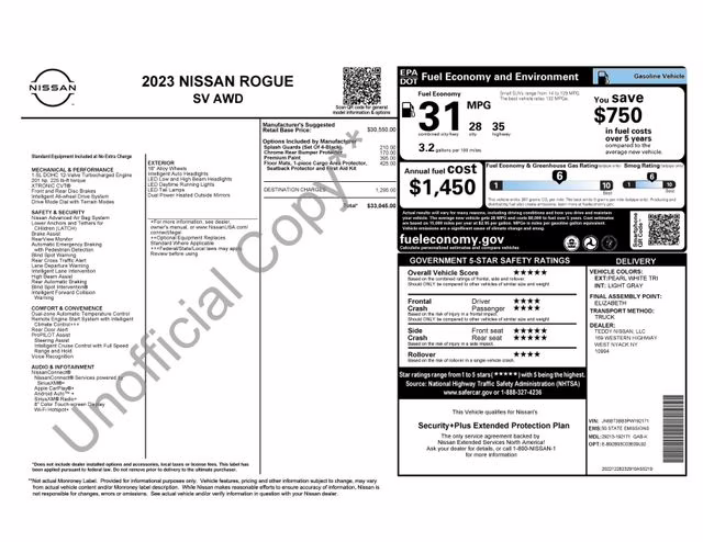 2023 Pearl White Tricoat Nissan Rogue SV AWD SUV