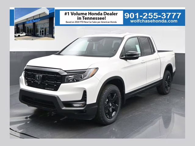 2026 Platinum White Pearl Honda Ridgeline Black Edition AWD Truck