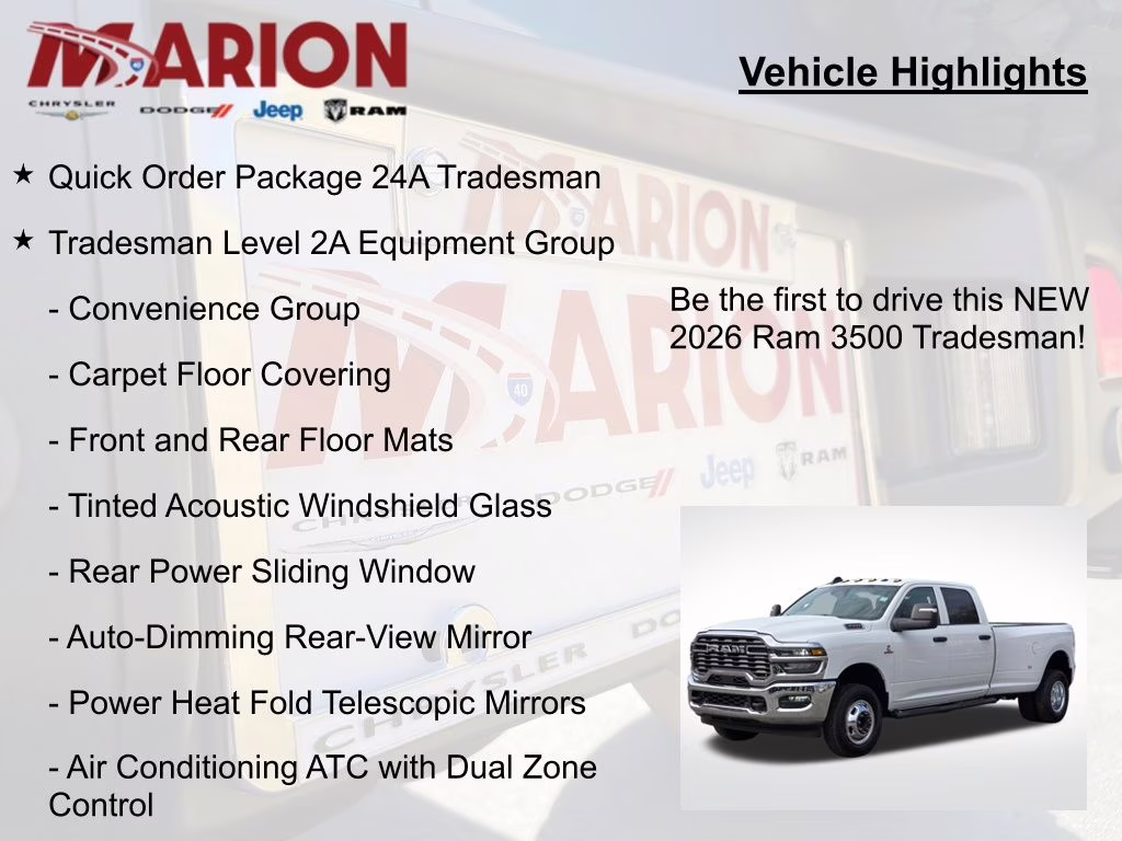 2026 Bright White Clearcoat Ram 3500 Tradesman 4X4 Truck