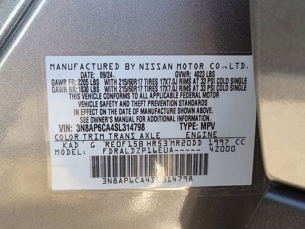 2025 Gun Metallic Nissan Kicks SV FWD SUV