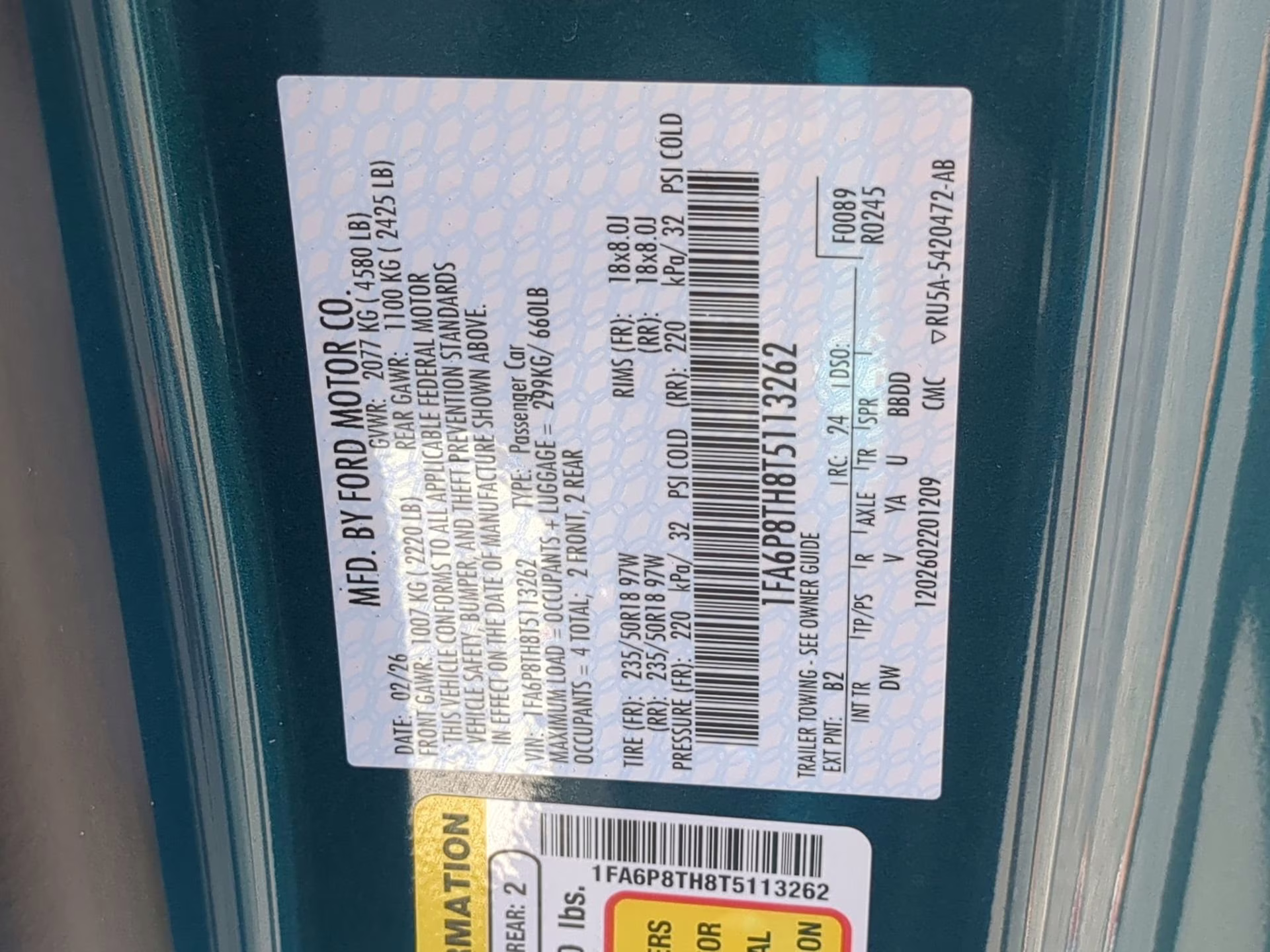 2026 Adriatic Blue Metallic Ford Mustang EcoBoost RWD Coupe