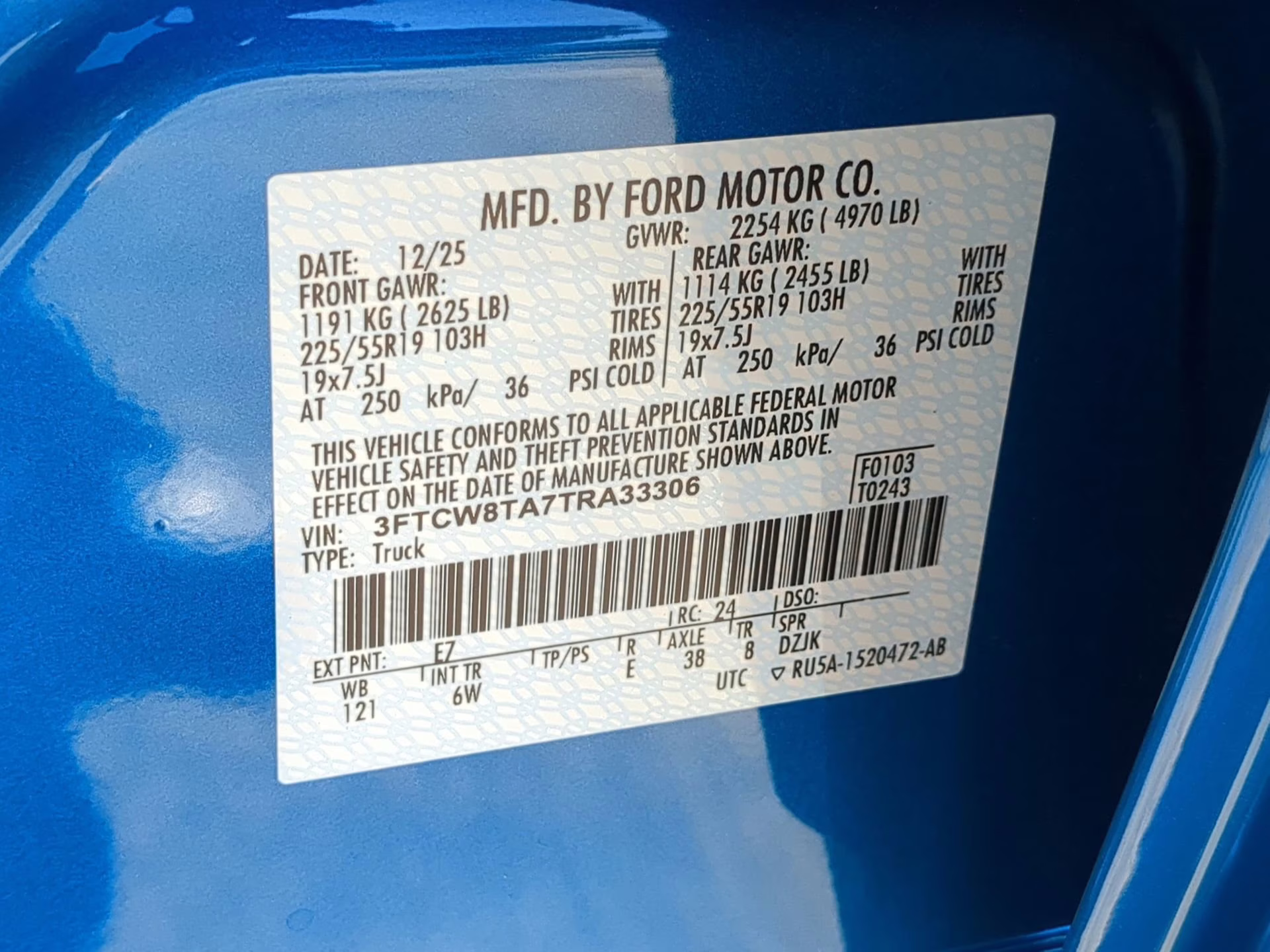 2026 Velocity Blue Ford Maverick Lobo Standard Crew Cab Pickup AWD Truck