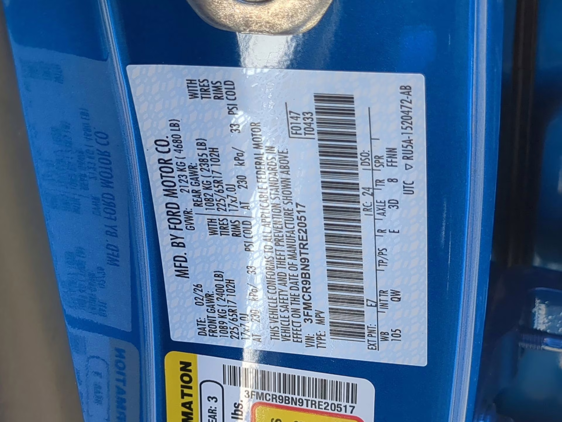 2026 Velocity Blue Metallic Ford Bronco Sport Big Bend 4X4 SUV