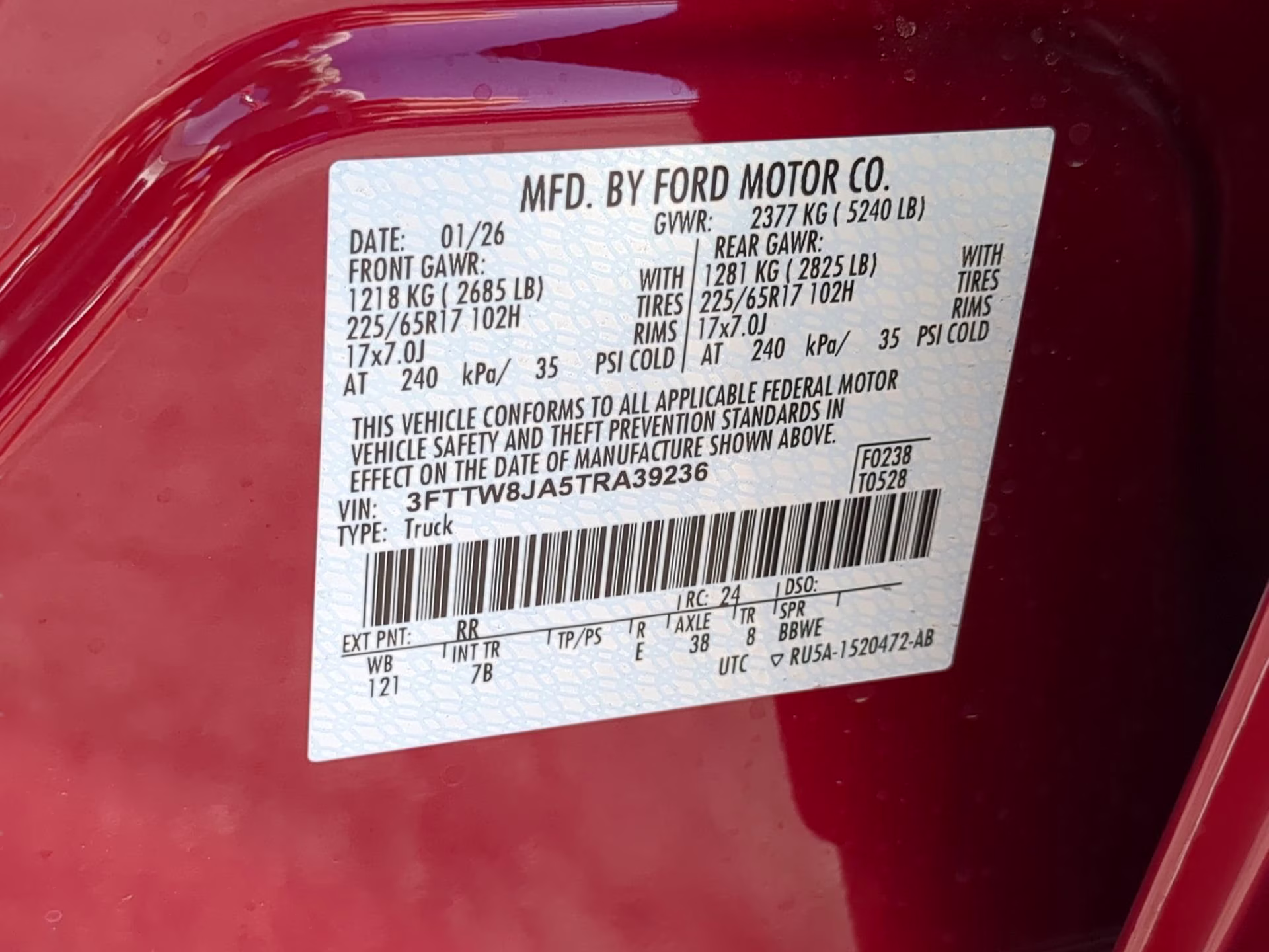 2026 Ruby Red Metallic Tinted Clearcoat Ford Maverick XLT Crew Cab Pickup AWD Truck