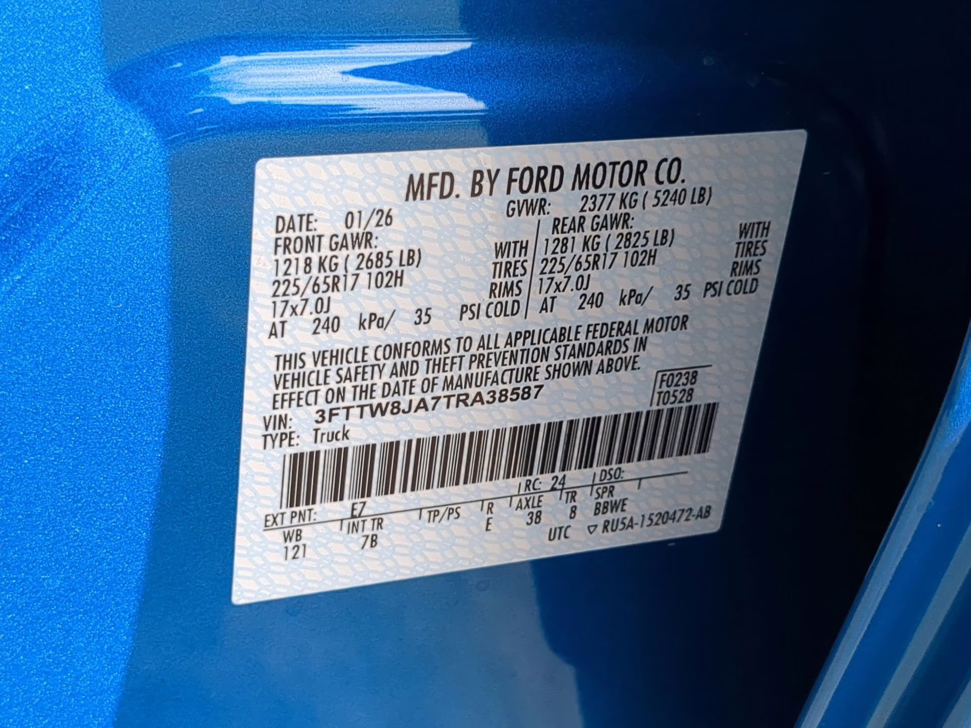 2026 Velocity Blue Ford Maverick XLT Crew Cab Pickup AWD Truck