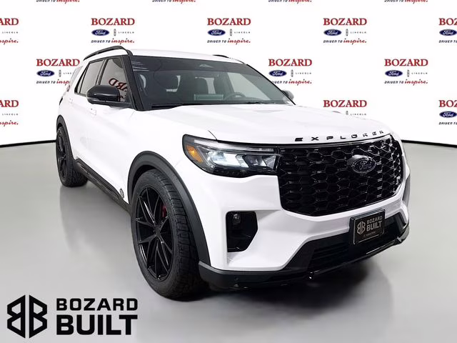 2026 Star White Metallic Tri-Coat Ford Explorer ST Bozard Built RWD SUV