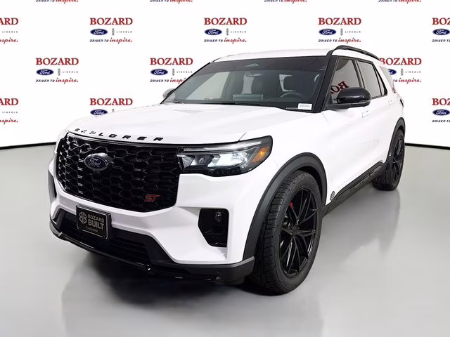 2026 Star White Metallic Tri-Coat Ford Explorer ST Bozard Built RWD SUV