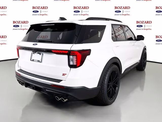 2026 Star White Metallic Tri-Coat Ford Explorer ST Bozard Built RWD SUV