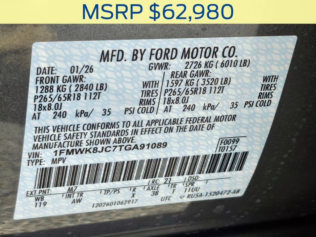 2026 Carbonized Gray Metallic Ford Explorer Tremor 4X4 SUV