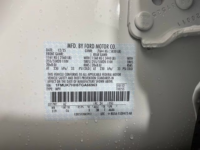 2026 White Metallic Ford Explorer Platinum RWD SUV