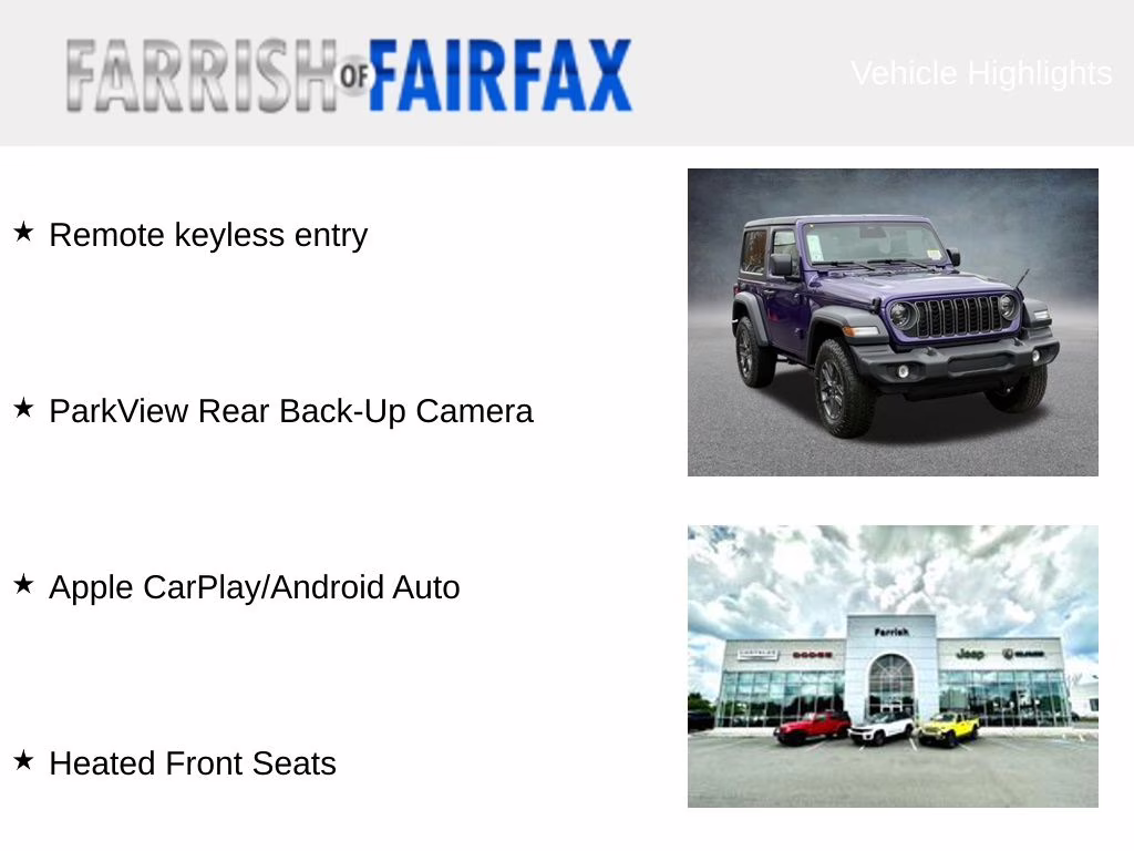 2026 reign Jeep Wrangler Sport S 4X4 SUV