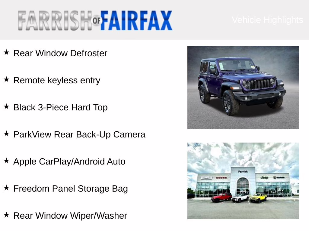 2026 reign Jeep Wrangler Sport S 4X4 SUV