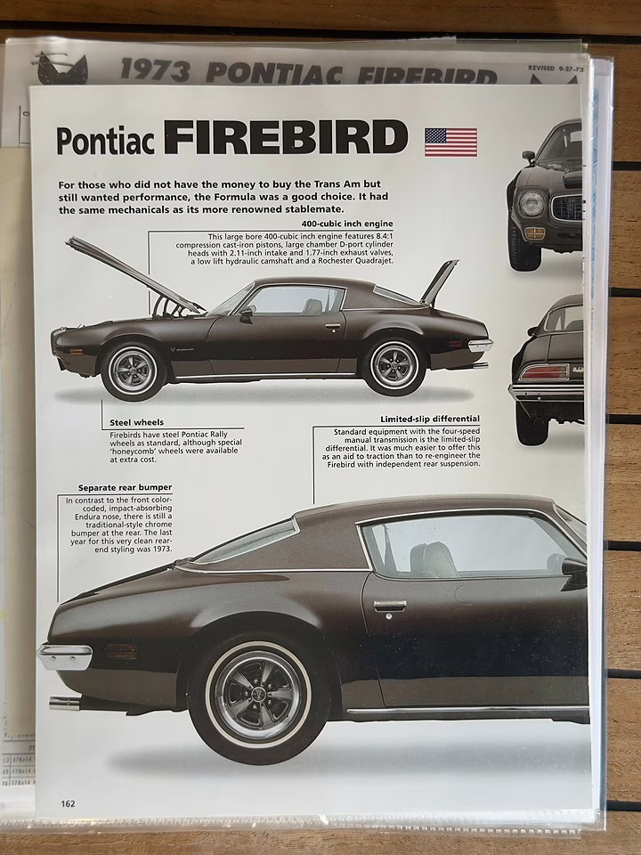 1973 Regatta Blue Pontiac Formula 400 Firebird RWD Coupe