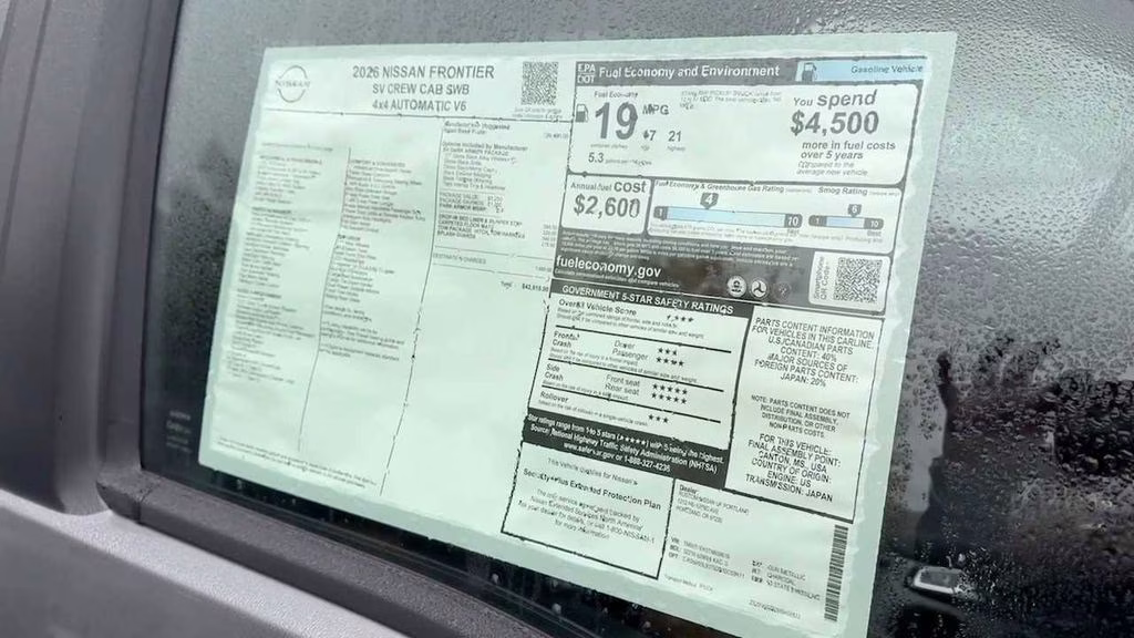 2026 Gun Metallic Nissan Frontier SV 4X4 Truck