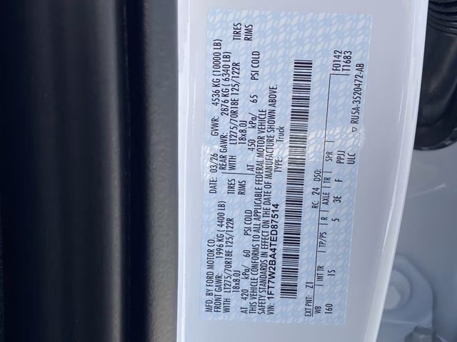 2026 Oxford White Ford Super Duty F-250 SRW XL 4X4 Truck