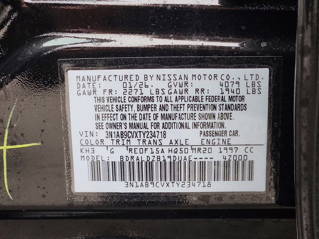 2026 Super Black Nissan Sentra SV FWD Sedan