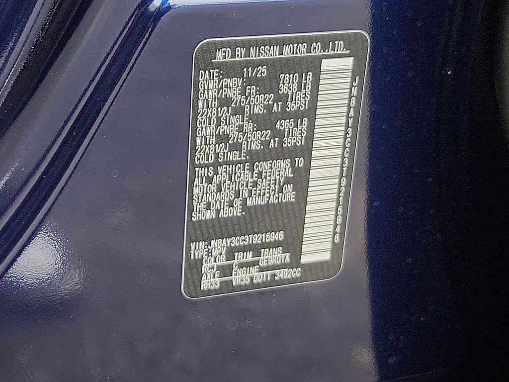 2026 Deep Ocean Blue Pearl Nissan Armada Platinum Reserve 4X4 SUV