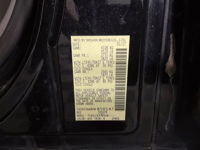 2017 Super Black Nissan NV Passenger S RWD Van