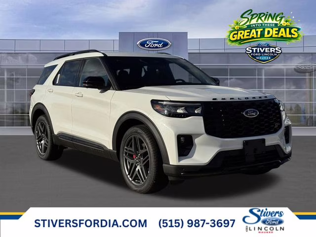 2026 Star White Metallic Tri-Coat Ford Explorer ST 4X4 SUV