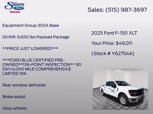 2025 Oxford White Ford F-150 XLT 4X4 Truck