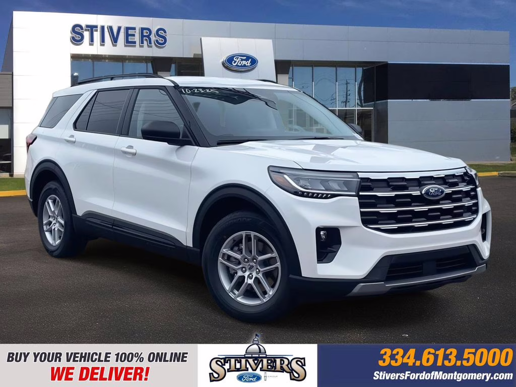 2026 Star White Metallic Tri-Coat Ford Explorer Active RWD SUV