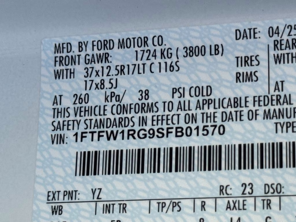 2025 Oxford White Ford F-150 Raptor 4X4 Truck