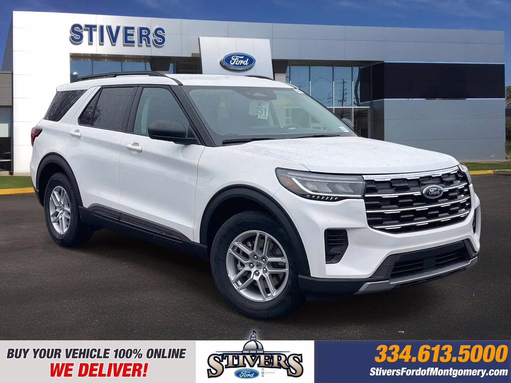 2026 Star White Metallic Tri-Coat Ford Explorer Active RWD SUV