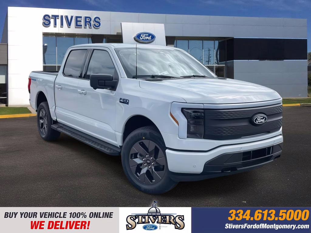 2025 Space White Metallic Ford F-150 Lightning Flash AWD Truck