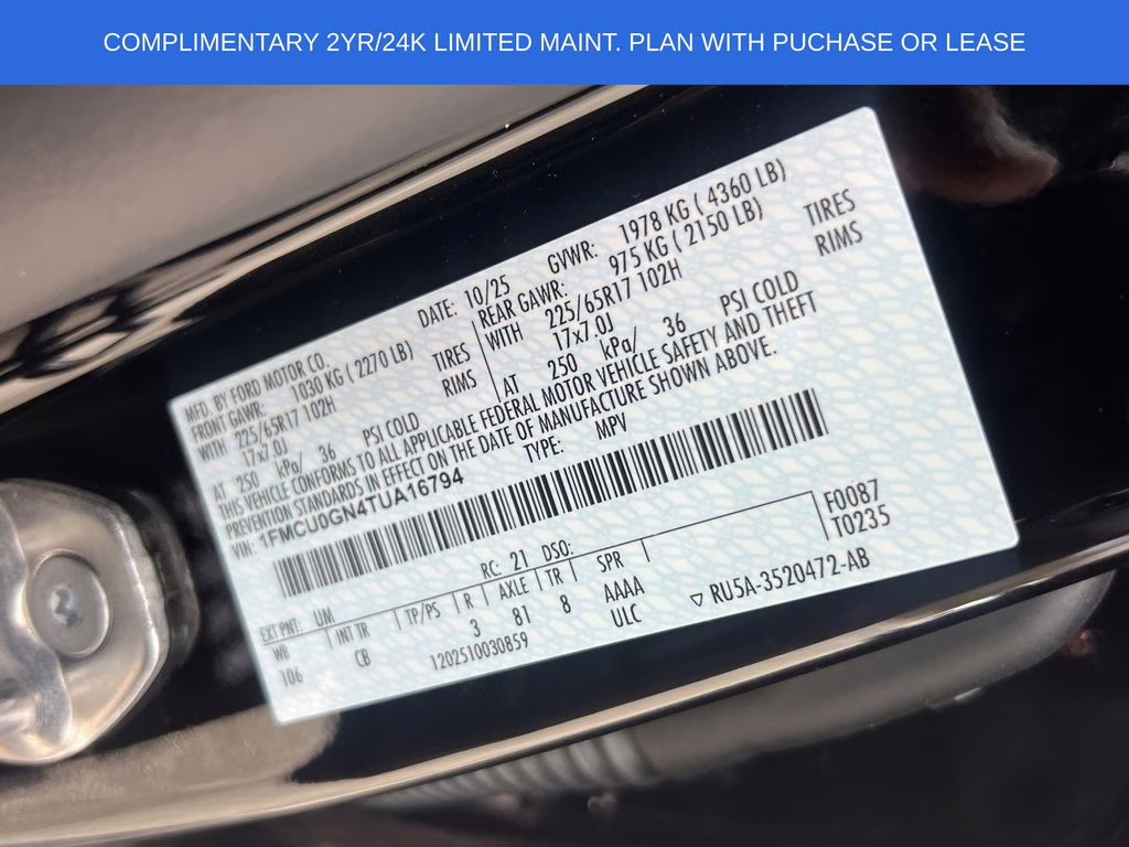 2026 Black Metallic Ford Escape Active FWD SUV