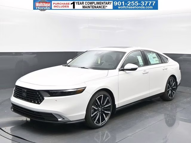2025 Platinum White Pearl Honda Accord Hybrid Touring FWD Sedan