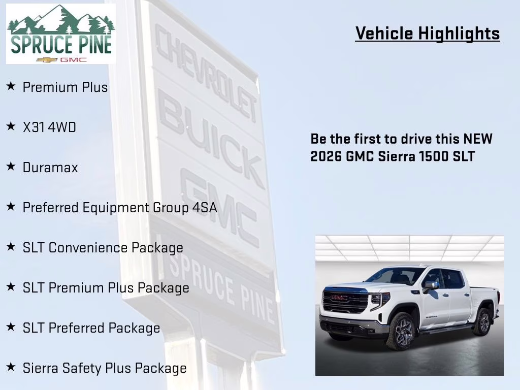 2026 Summit White GMC Sierra 1500 SLT 4X4 Truck