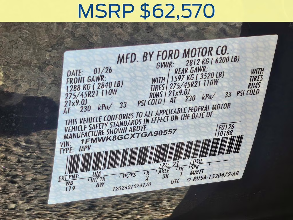 2026 Agate Black Metallic Ford Explorer ST 4X4 SUV