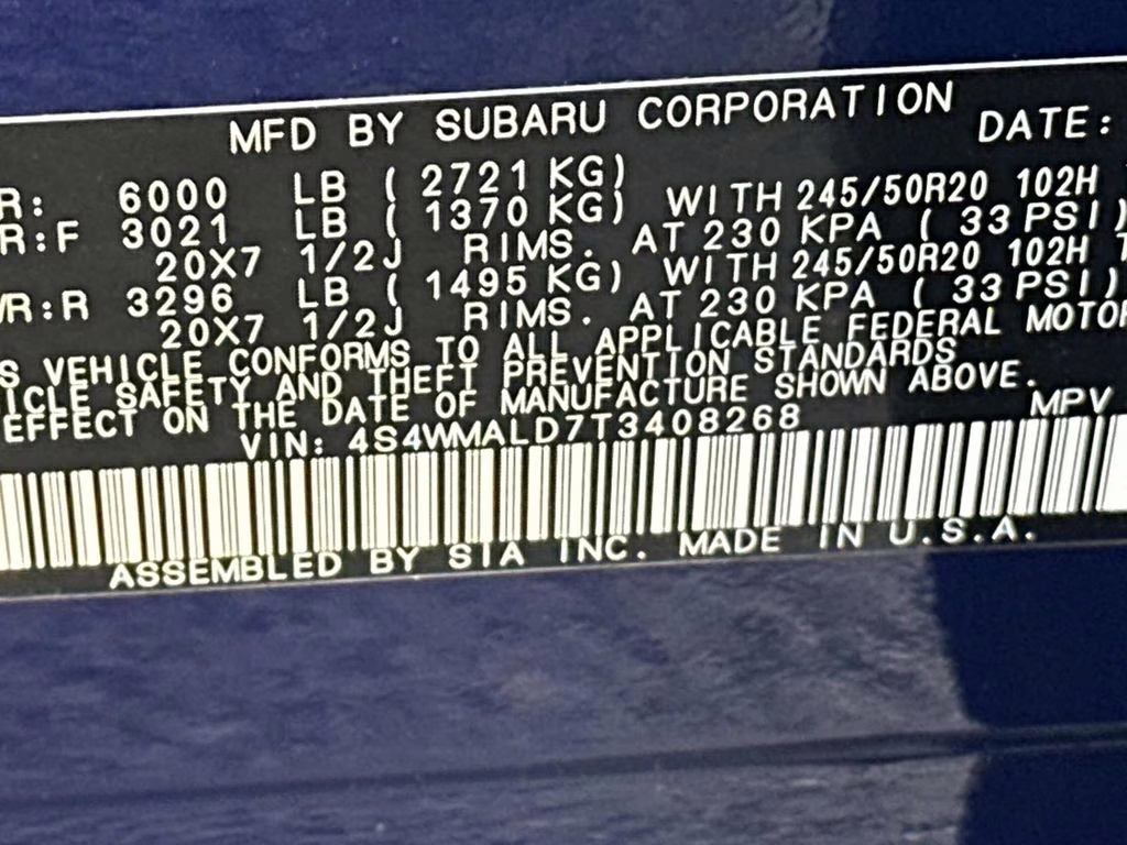 2026 Sapphire Blue Pearl Subaru Ascent Onyx Edition Touring AWD SUV