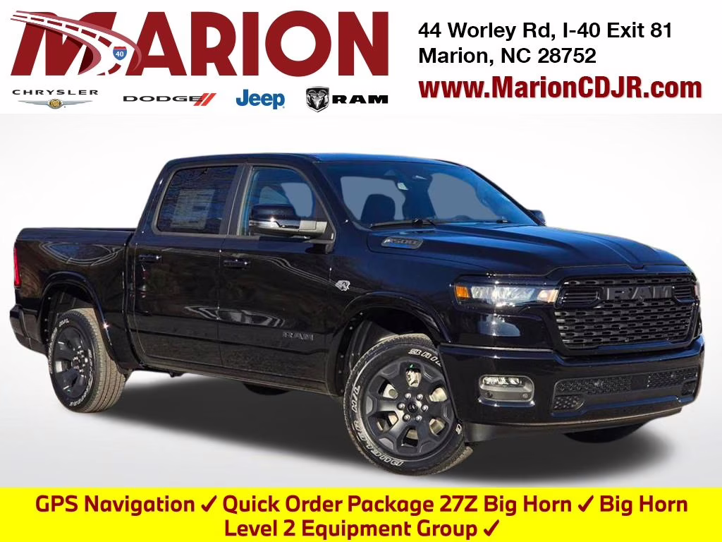 2026 Diamond Black Crystal Pearlcoat Ram 1500 Big Horn/Lone Star 4X4 Truck