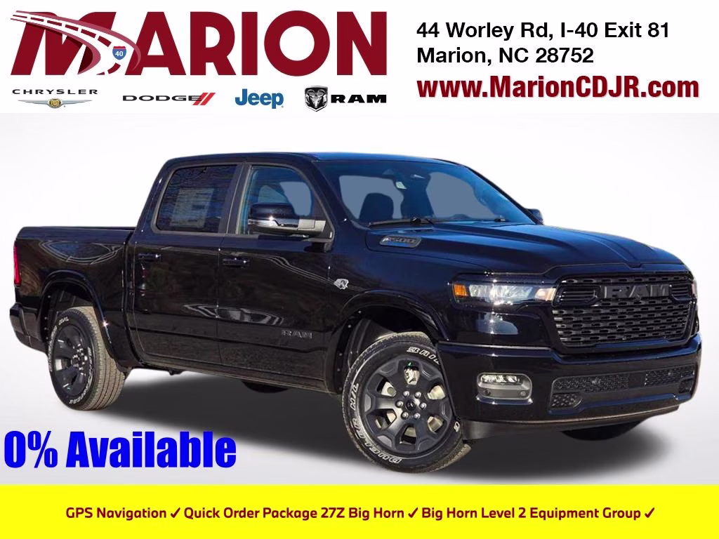 2026 Diamond Black Crystal Pearlcoat Ram 1500 Big Horn/Lone Star 4X4 Truck