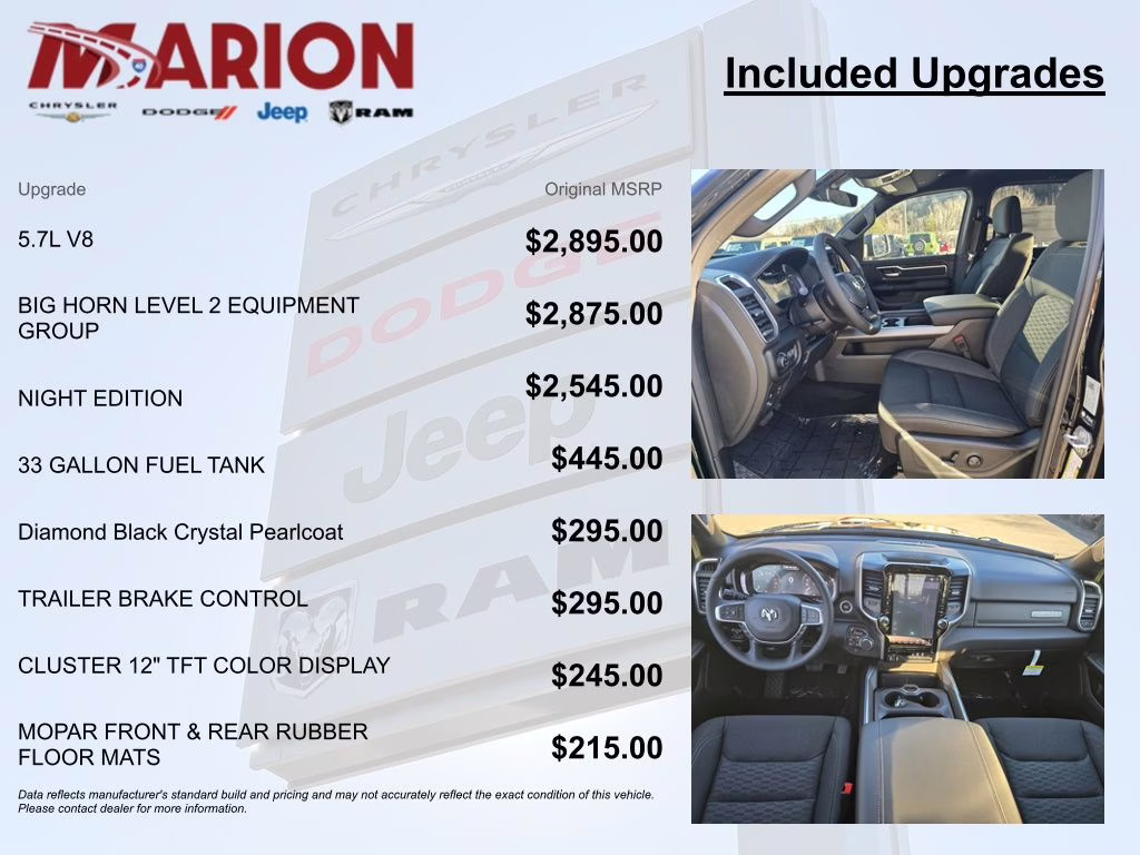 2026 Diamond Black Crystal Pearlcoat Ram 1500 Big Horn/Lone Star 4X4 Truck