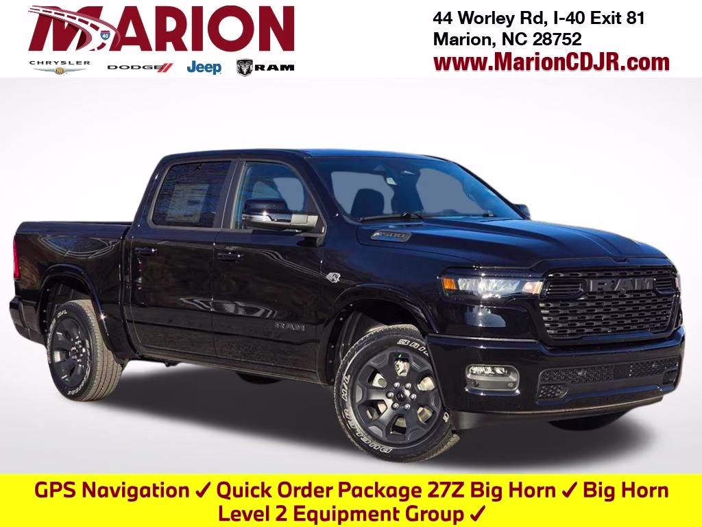 2026 Diamond Black Crystal Pearlcoat Ram 1500 Big Horn/Lone Star 4X4 Truck