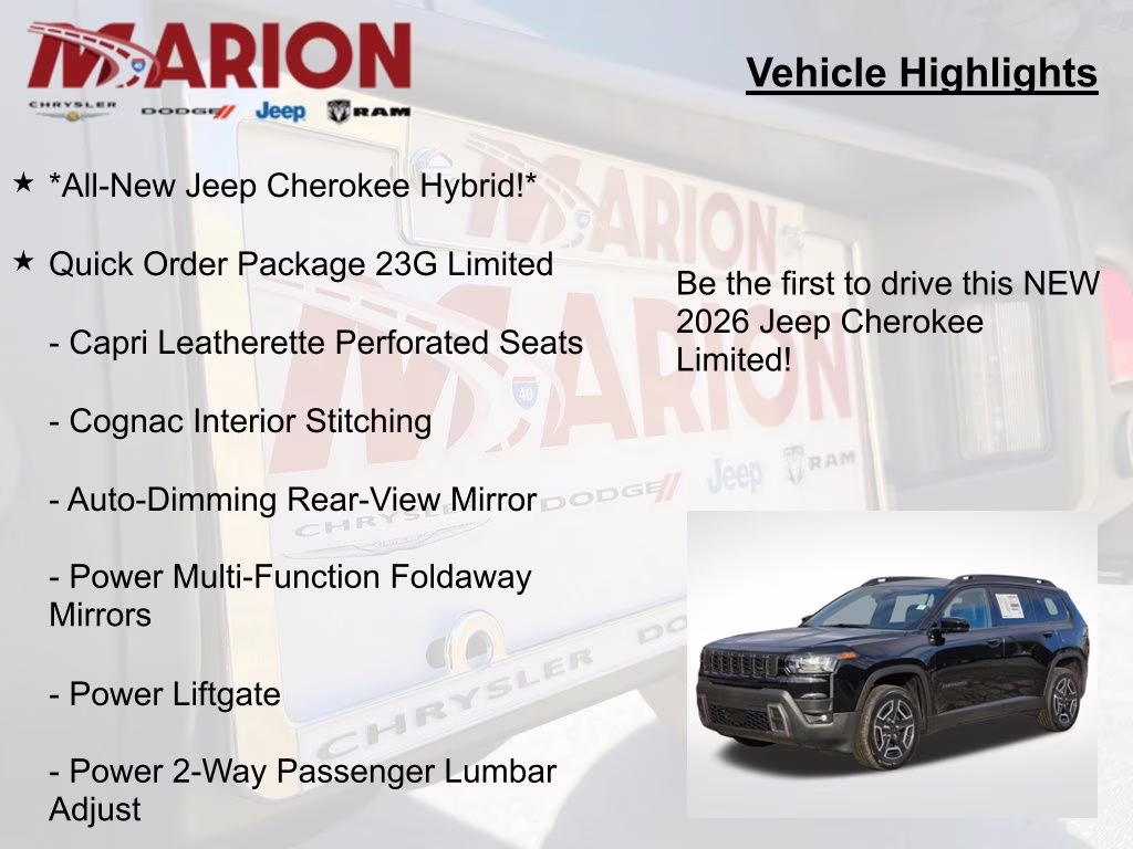 2026 Diamond Black Crystal Pearlcoat Jeep Cherokee Limited 4X4 SUV