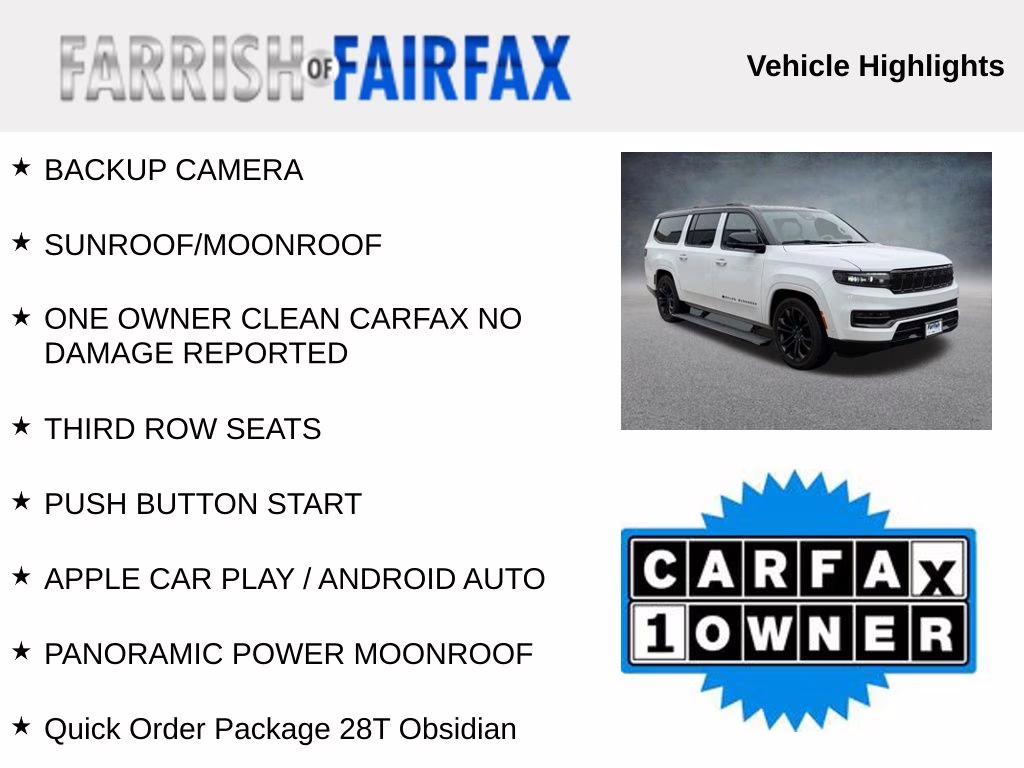 2024 Bright White Clearcoat Jeep Grand Wagoneer L Series II 4X4 SUV